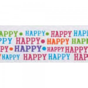 Hemline VR15.514 Лента атласная на картонной мини-катушке "Happy Happy"