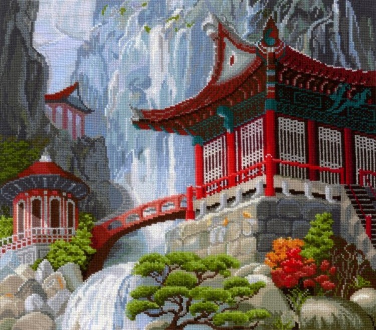 Набор для вышивания Сделай своими руками В-12 Водопад и пагода