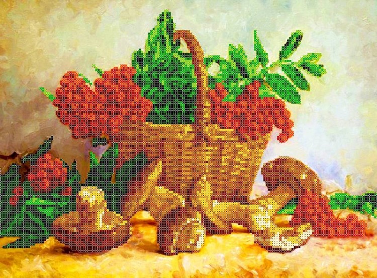 Набор для вышивания Каролинка КБЦН(Ч) 3051 Корзина с грибами