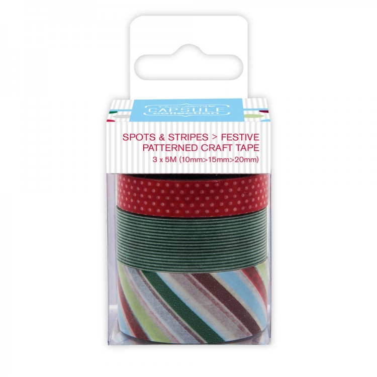 Docrafts PMA462302 Лента клейкая декоративная Spots & Stripes Festive