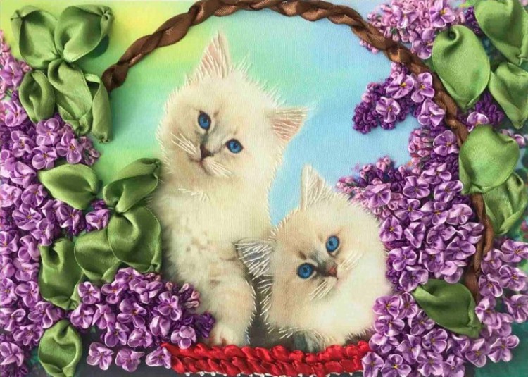 Набор для вышивания Каролинка КЛ(Н)-4013 Коты в корзине