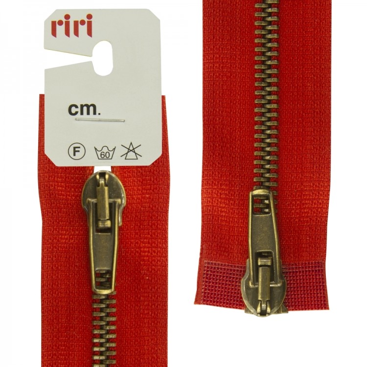 Riri 2514086/80/2407 Молния металлическая, разъемная, 2 замка, 5 мм, 80 см, красный