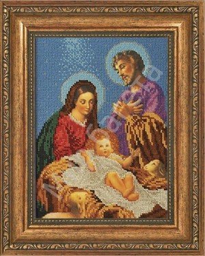 Мир багета 43БК 1417-229_ПЛ Рама для иконы "Рождество Христово" Радуга бисера
