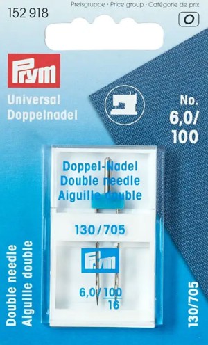 Prym 152918 Игла двойная для швейной машины, 130/705, универсальные № 100/6мм