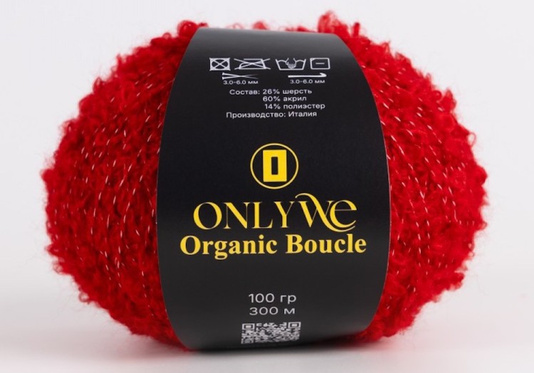 Пряжа для вязания OnlyWe MBU16 Organic boucle Красная пряжа буклированная (2 шт)