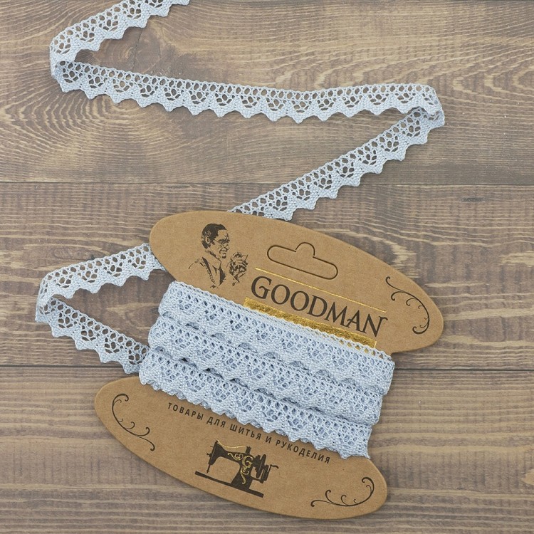 Goodman K-5004-267 Кружево плетеное, ширина 12 мм, цвет голубой, 5 м