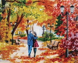 Белоснежка 9042-СМ Осенний парк, скамейка, двое