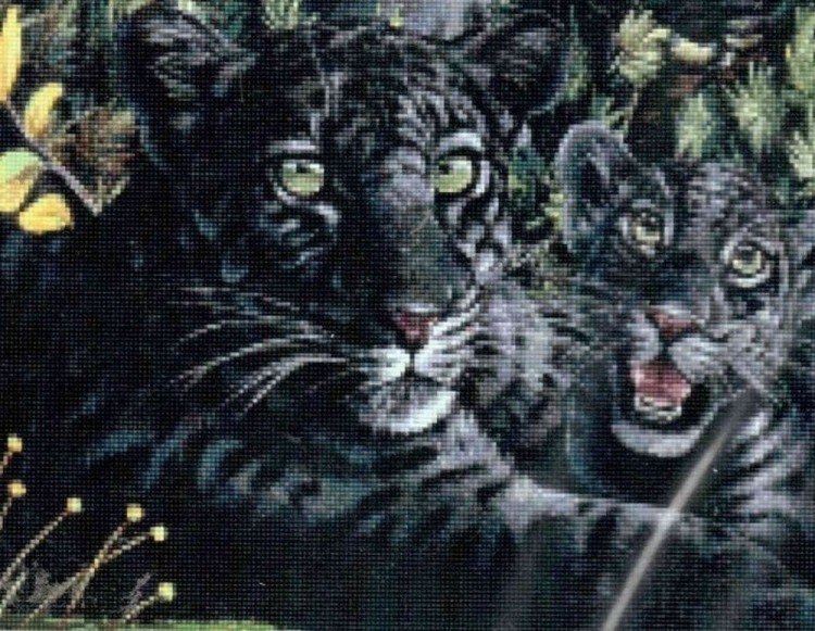Набор для вышивания Kustom Krafts 99397 Черная пантера с детенышами