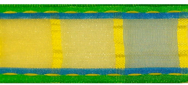 SAFISA 25238-25-03 Лента органза с рисунком, ширина 25 мм, цвет 03 - зеленый