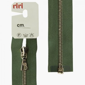 Riri 3000079/60/5861 Молния металлическая, разъемная, на атласной тесьме, 4 мм, 60 см, зеленый холодный