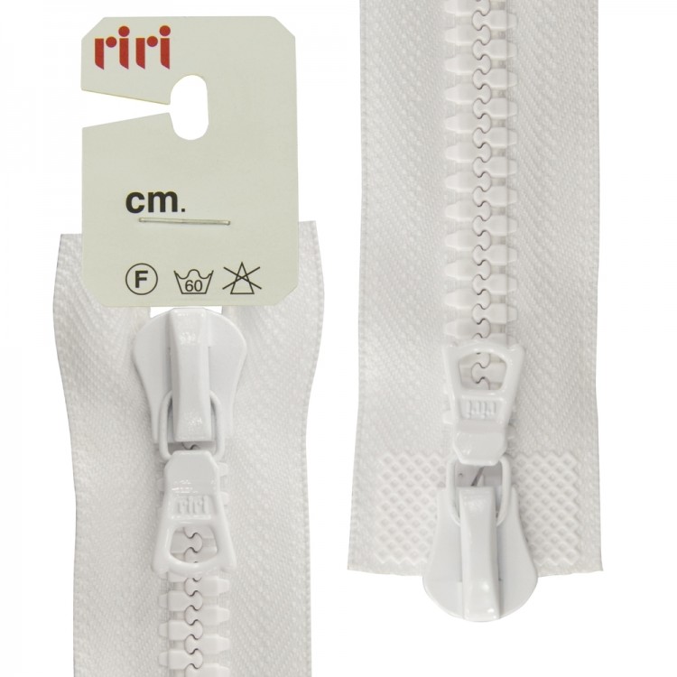 Riri 6016575/75/2101 Молния тракторная, разъемная, 2 замка, 8 мм, 75 cм, белый