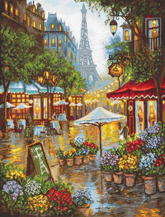 Набор для вышивания LetiStitch L8038 Spring flowers, Paris (Весенние цветы, Париж)