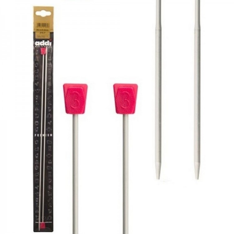 Addi 210-7 Спицы прямые c утолщением, алюминий 35см