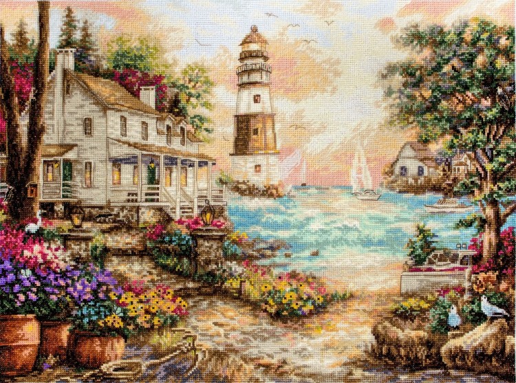 Набор для вышивания LetiStitch 962 Cottage by the sea (Коттедж у моря)