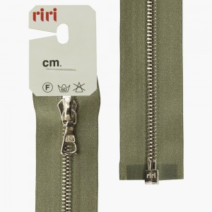 Riri 3000079/60/5884 Молния металлическая, разъемная, на атласной тесьме, 4 мм, 60 см, серо-зеленый