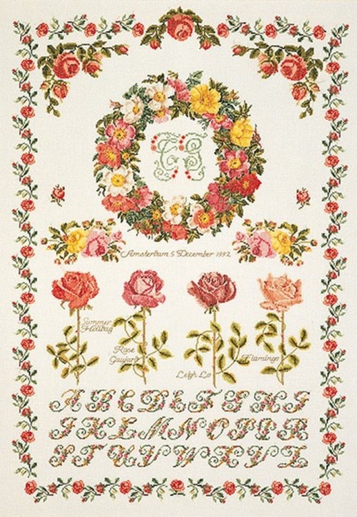 Набор для вышивания Thea Gouverneur 2043 Rose Sampler (Сэмплер с розами)