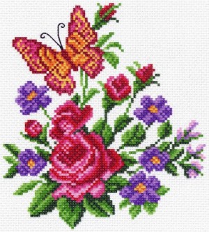 Матренин Посад 1478-1 Цветы и бабочка