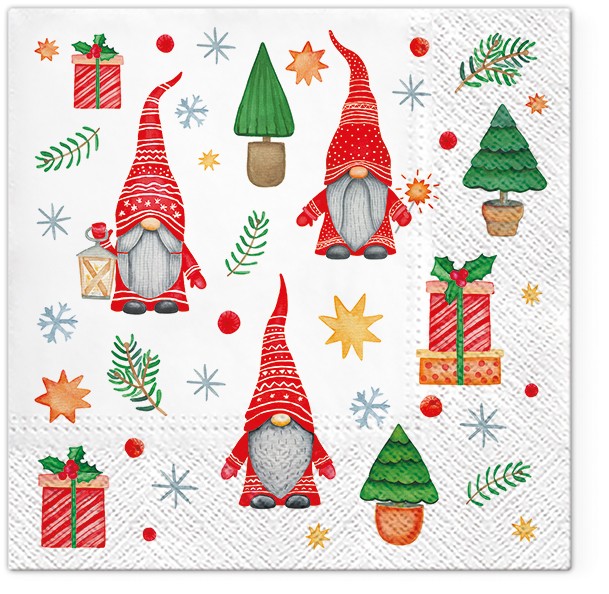 PAW Decor Collection TL232600 Салфетка трехслойная для декупажа "Гномы и подарки"