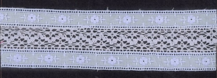 IEMESA T116/19 Мерсеризованное хлопковое шитье с плетеным кружевом, ширина 50 мм, цвет кремовый