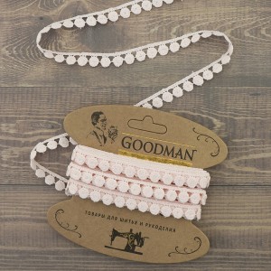 Goodman G-4634.308 Кружево гипюр, ширина 12 мм, цвет розовый, 4.5 м