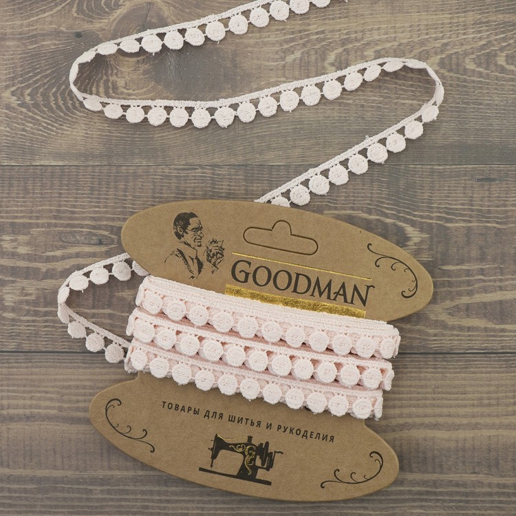 Goodman G-4634.308 Кружево гипюр, ширина 12 мм, цвет розовый, 4.5 м