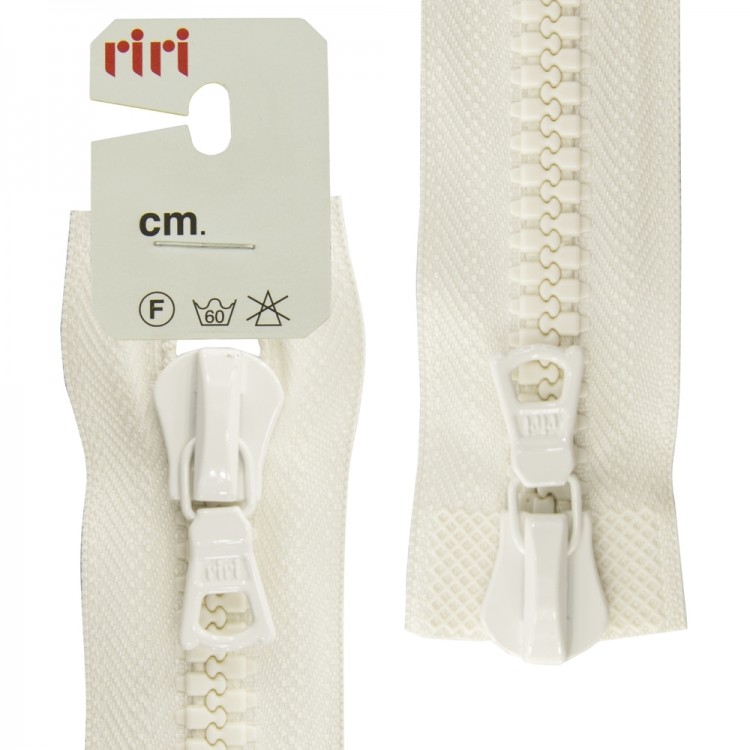 Riri 6016575/75/2111 Молния тракторная, разъемная, 2 замка, 8 мм, 75 cм, бело-бежевый светлый