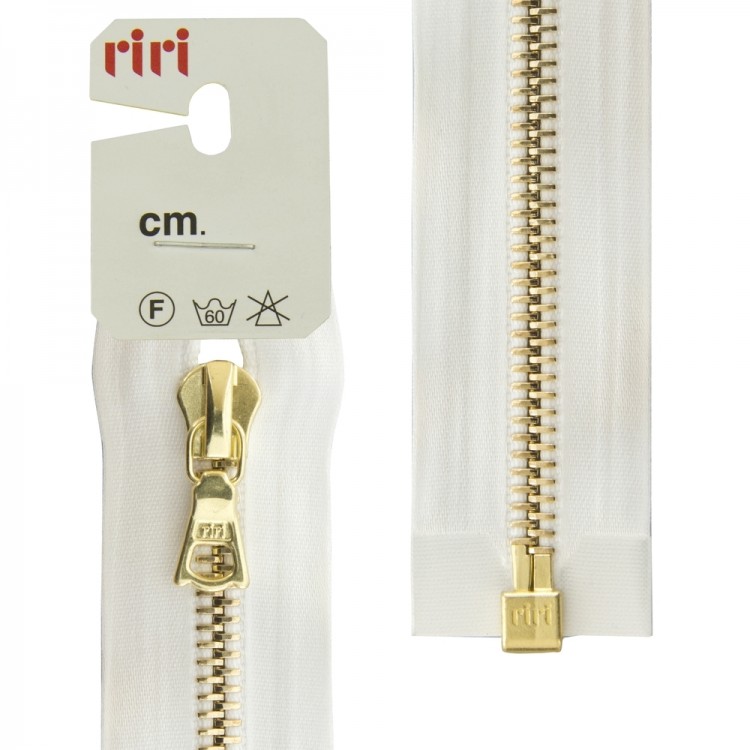 Riri 3503219/70/2101 Молния металлическая, разъемная, на атласной тесьме, 6 мм, 70 см, белый