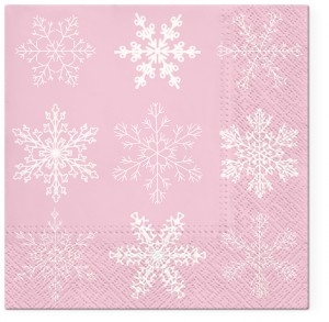 PAW Decor Collection TL801604 Салфетка трехслойная для декупажа "Большие снежинки - розовый"