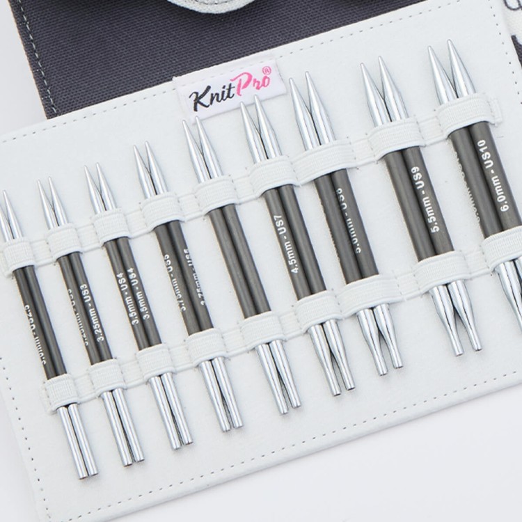 KnitPro 41637 Набор "Deluxe" спиц съемных укороченных "Karbonz"
