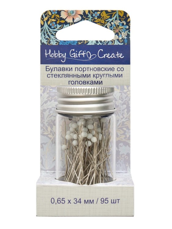 Hemline HGC679.01 Булавки портновские со стекляными круглыми головками