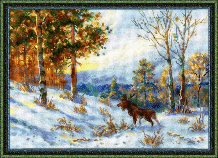 Набор для вышивания Риолис 1528 "Лось в зимнем лесу" по мотивам картины В.Л.Муравьева