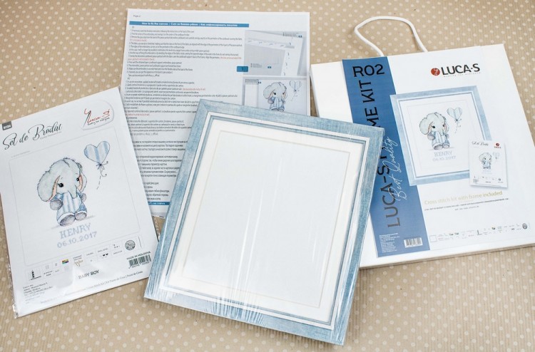 Набор для вышивания Luca-S R02 Baby Boy - с рамкой в комплекте (Малыш - мальчик в комплекте)