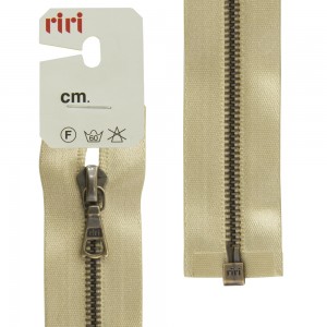 Riri 3000105/60/2213 Молния металлическая, разъемная, на атласной тесьме, 4 мм, 60 см, золотисто-бежевый