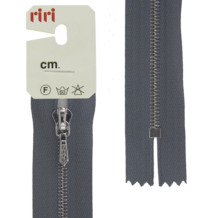 Riri 3411120/18/2119 Молния металлическая, неразъемная, карманная, 4 мм, 18 см, серо-голубой светлый