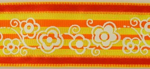 SAFISA 25239-38-01 Лента с рисунком, ширина 38 мм, цвет желтый/оранжевый