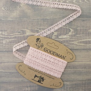 Goodman K-5001-268 Кружево плетеное, ширина 10 мм, цвет розовый, 5 м