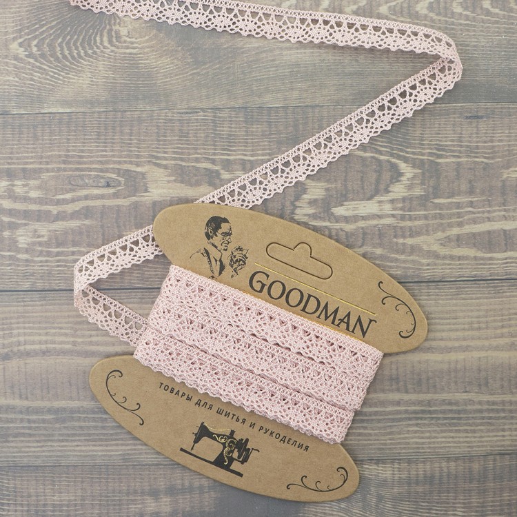 Goodman K-5001-268 Кружево плетеное, ширина 10 мм, цвет розовый, 5 м