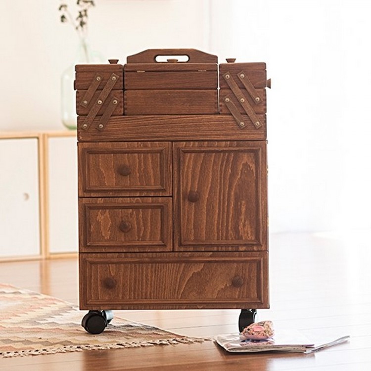 Aumueller 31/210/2 Шкафчик для рукоделия на колесиках 6-ти этажный, бук коричневый