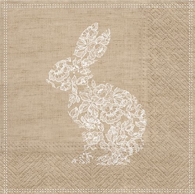 PAW Decor Collection SDL121407 Салфетка трехслойная для декупажа "Кролик из кружева"