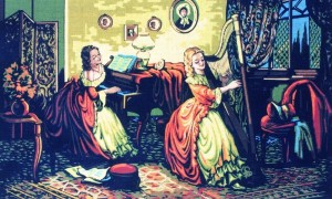 Gobelin Diamant J.1842 Девушка с арфой Ткань с рисунком для вышивания в гобеленовой технике