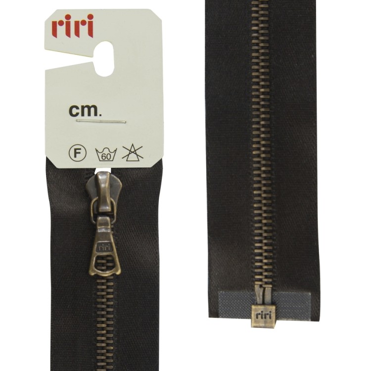 Riri 3000105/60/2226 Молния металлическая, разъемная, на атласной тесьме, 4 мм, 60 см, темный шоколад