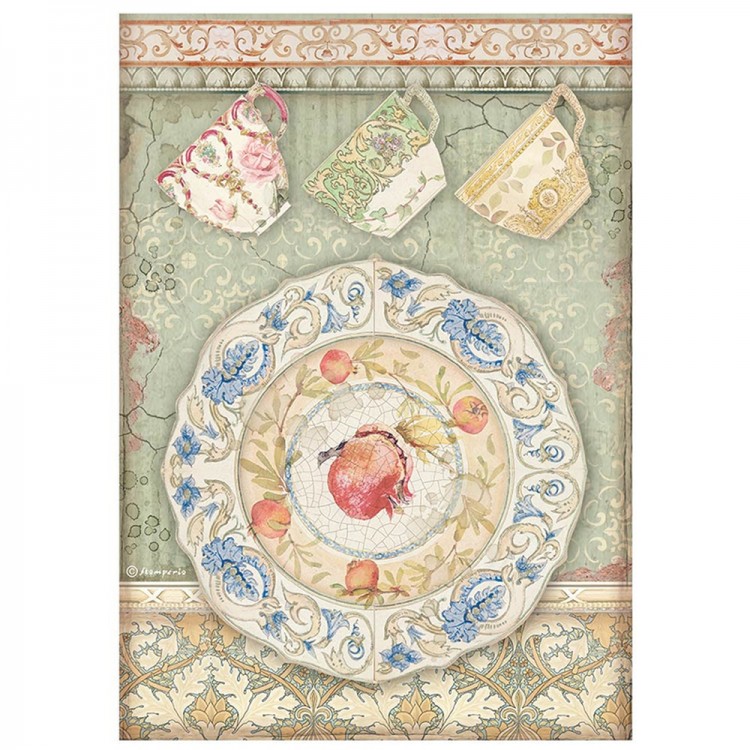 Stamperia DFSA4657 Бумага рисовая "Casa Granada plate and cups"