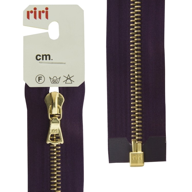 Riri 3503219/70/2510 Молния металлическая, разъемная, на атласной тесьме, 6 мм, 70 см, фиолетовый темный