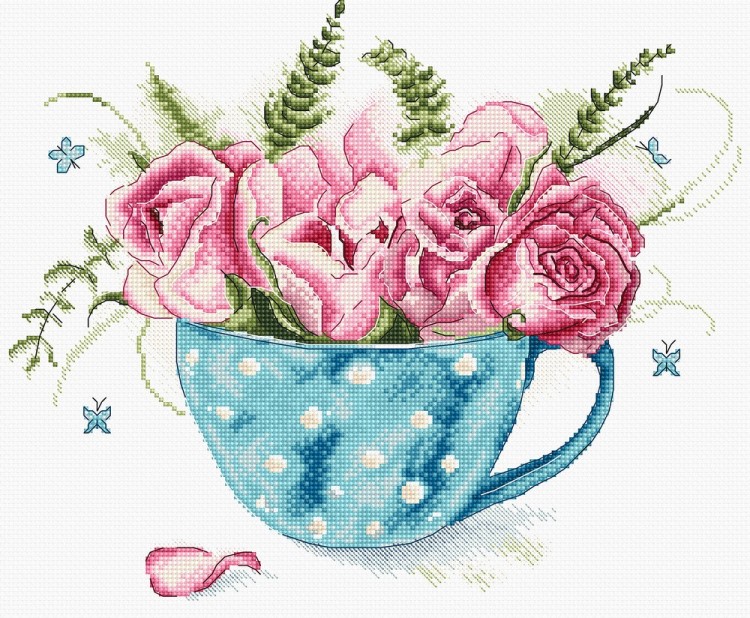 Набор для вышивания LetiStitch 916 A cup of roses (Чашка роз)