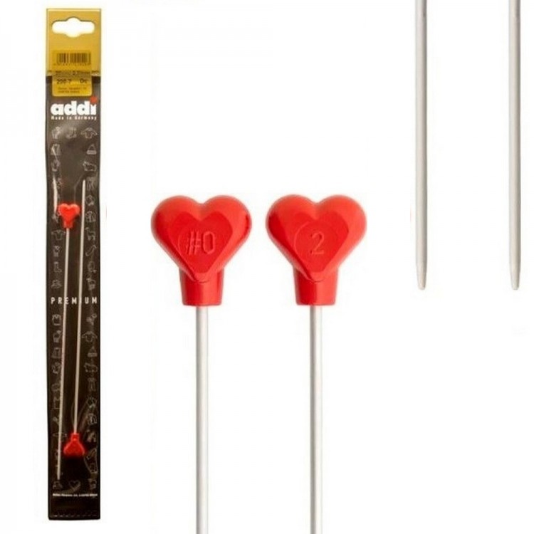Addi 200-7 Спицы прямые с пластиковым наконечником, алюминий 35см Addi 200-7 Спицы прямые с пластиковым наконечником, алюминий 35см