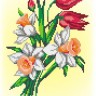 Набор для вышивания М.П.Студия КН-391 Букет нарциссов и тюльпанов