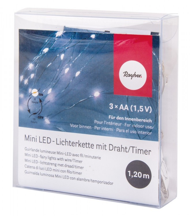 Rayher 69168102 Гирлянда миниатюрная светодиодная  с таймером 10 мини-LED ламп