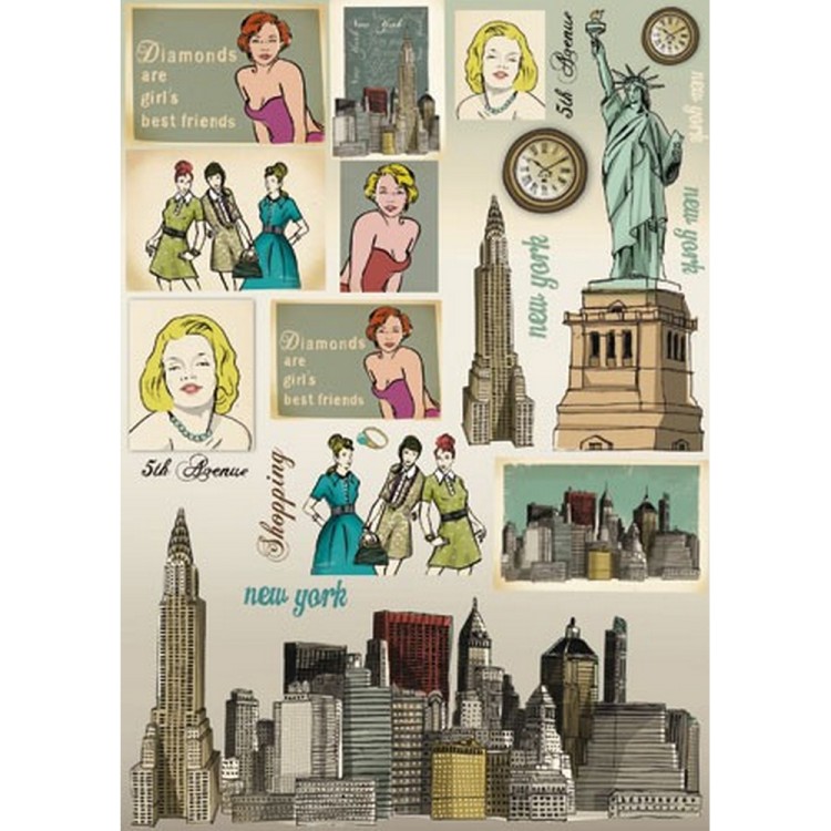 Stamperia DFG386 Карта для декупажа "New York"