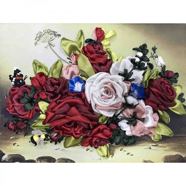 Набор для вышивания Многоцветница МЛ(н) 3008 Шмель на розах