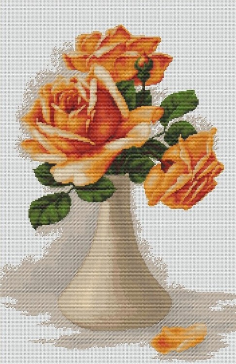 Luca-S B505 Оранжевые розы в белой вазе